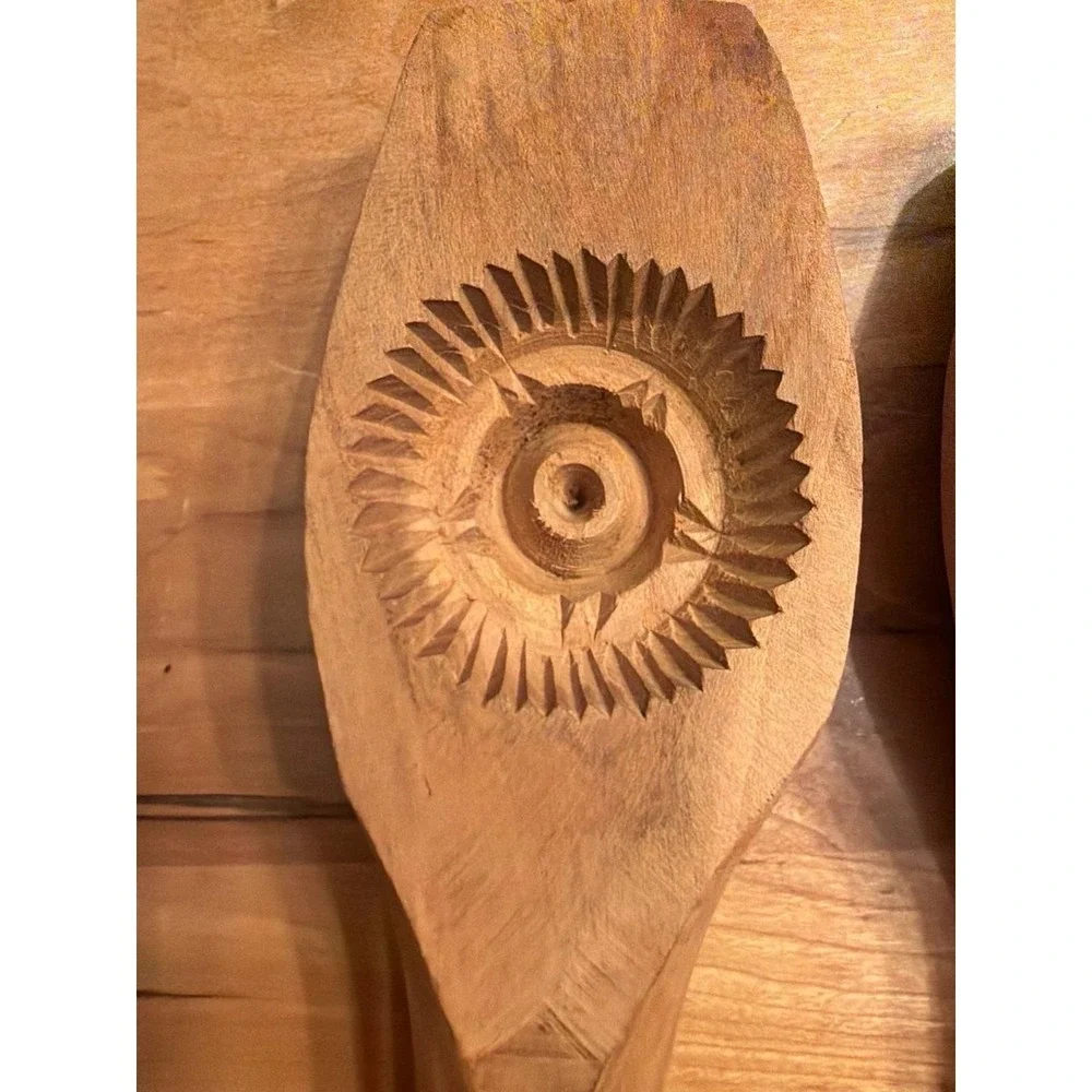 Vintage Hand Carved Wooden Ma'amoul Cookie and Butter Mold Set with Tools